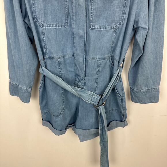 Gianni Bini Charlie Long Sleeve Denim Romper Jumpsuit Utility Blue US 0 NWT - Picture 10 of 10